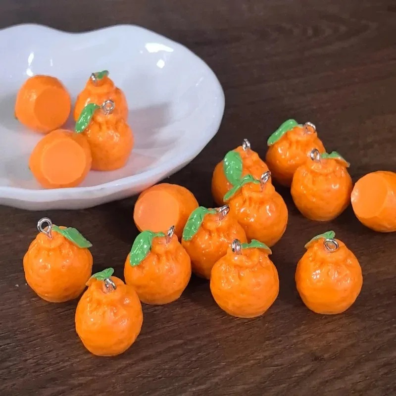 Resin Craft Supplies - 10 adet 3D Simülasyon Dekopon Mandalina